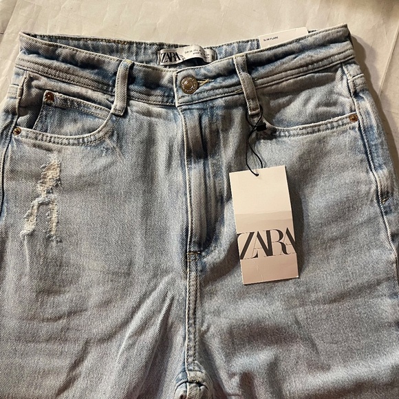 Zara Light Blue Slim Flare Jeans - Picture 3 of 14